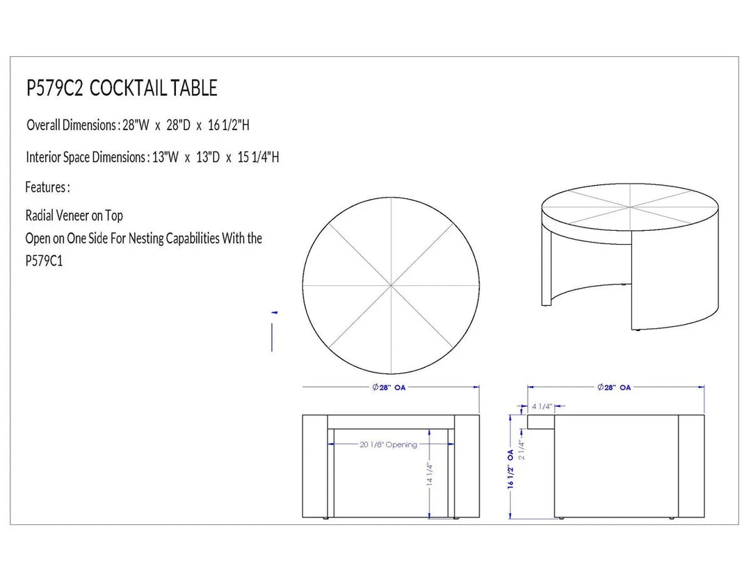 SwayLiving SwayLiving Creston Cocktail Table Small