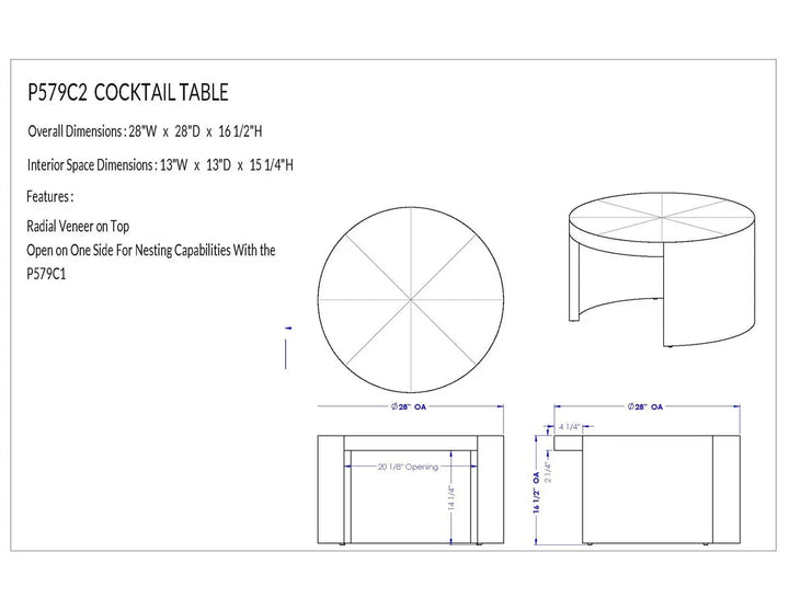 SwayLiving SwayLiving Creston Cocktail Table Small