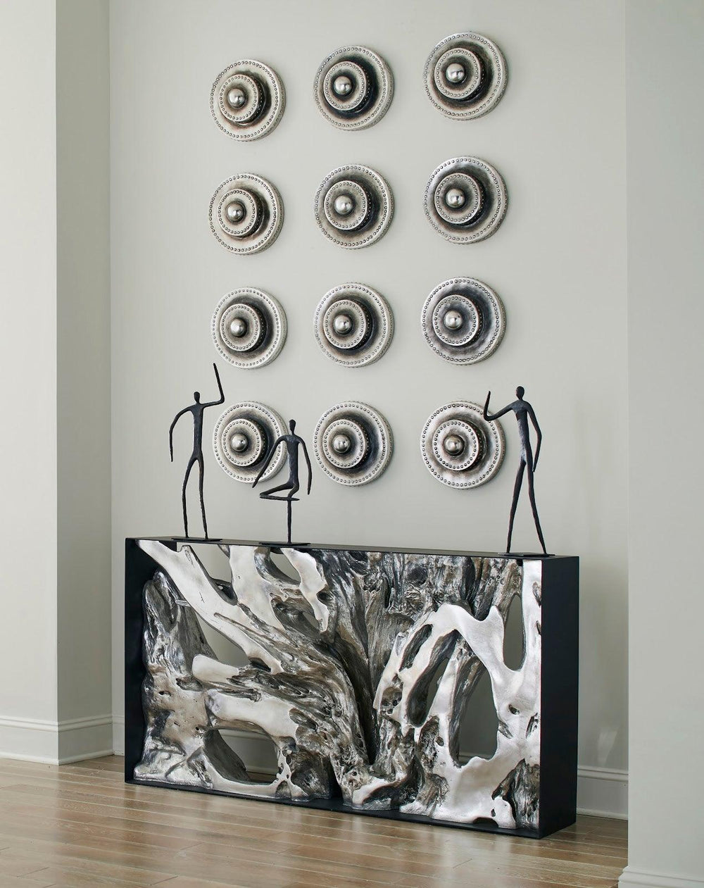 SwayLiving Circles Wall Tile, Silver Leaf with Antiquing WALL ACCENTS