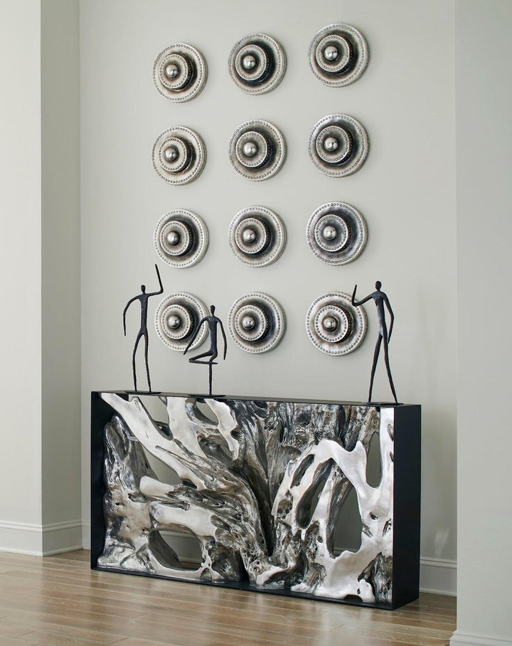 SwayLiving Circles Wall Tile, Silver Leaf with Antiquing WALL ACCENTS