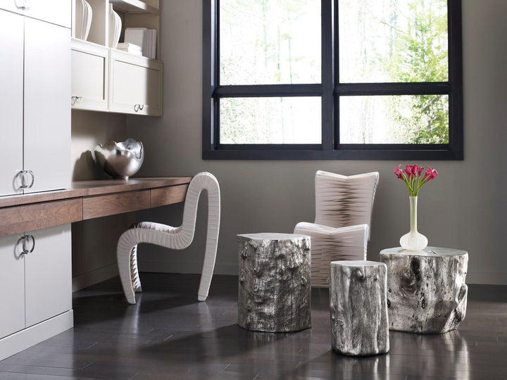 SwayLiving Log Stool, Silver Leaf, SM OTTOMANS, POUFS, + STOOLS