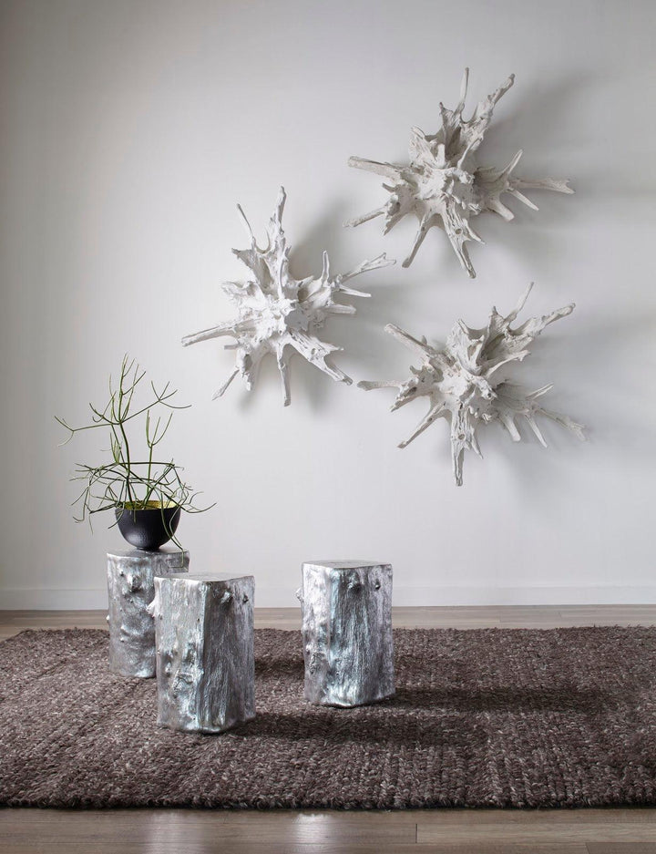 SwayLiving Log Stool, Silver Leaf, SM OTTOMANS, POUFS, + STOOLS