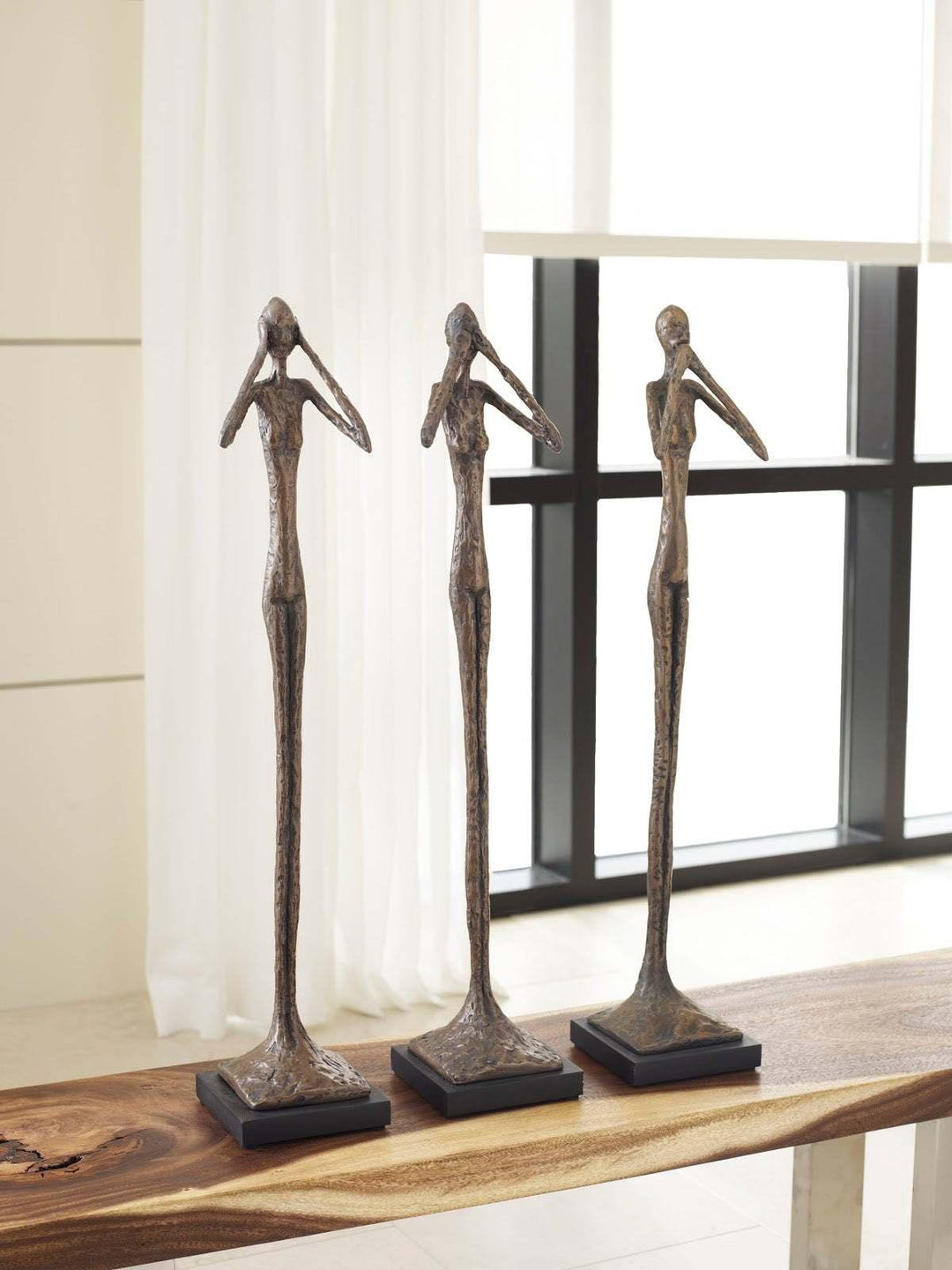 SwayLiving See No Evil Slender Sculpture, Small, Resin, Bronze Finish DECORATIVE OBJECTS
