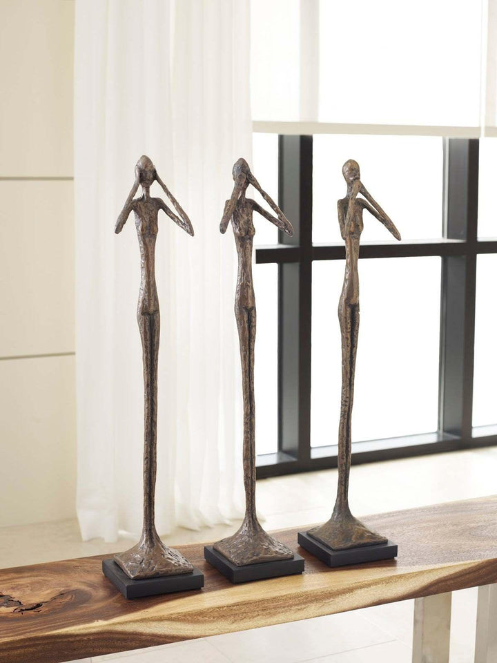 SwayLiving See No Evil Slender Sculpture, Small, Resin, Bronze Finish DECORATIVE OBJECTS