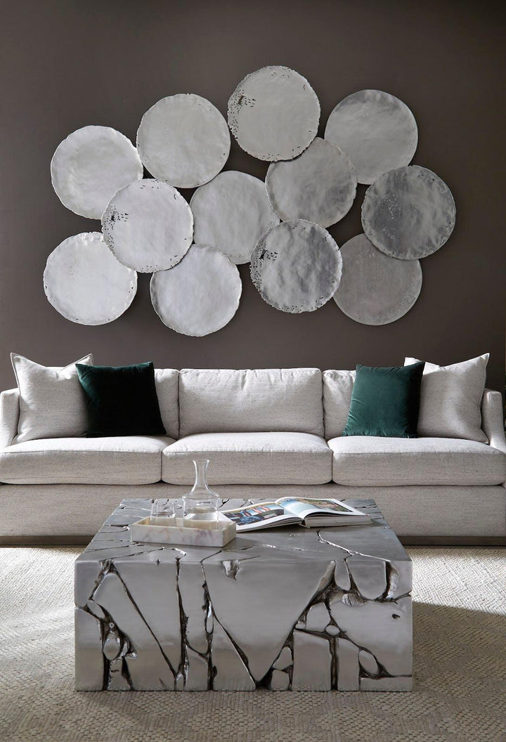 SwayLiving Cast Oil Drum Wall Discs, Silver Leaf, Set of 4 WALL ACCENTS
