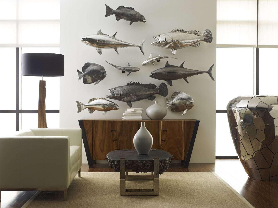 SwayLiving Estuary Cod Fish Wall Sculpture, Resin, Silver Leaf WALL ACCENTS