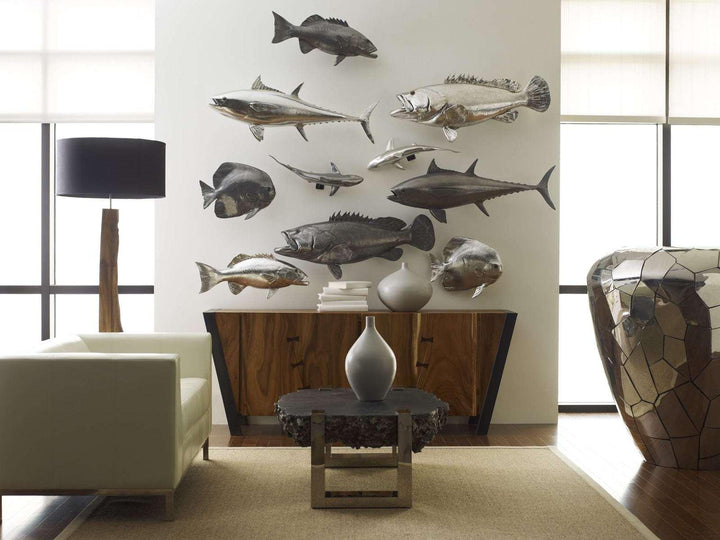 SwayLiving Estuary Cod Fish Wall Sculpture, Resin, Silver Leaf WALL ACCENTS
