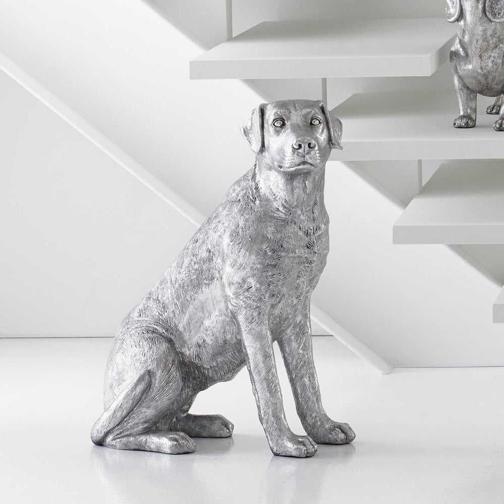SwayLiving Labrador Dog, Sitting, Silver Leaf DECORATIVE OBJECTS