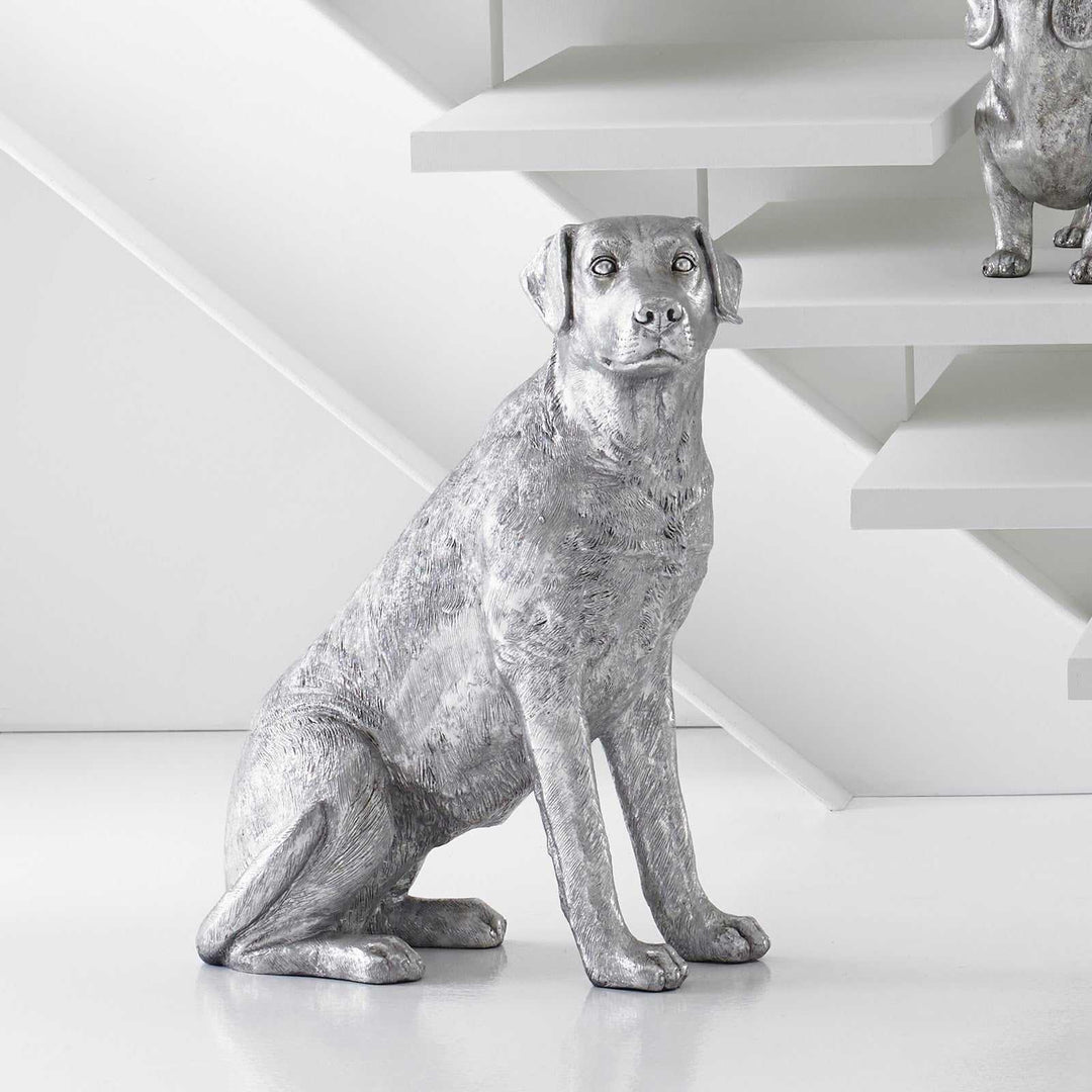 SwayLiving Labrador Dog, Sitting, Silver Leaf DECORATIVE OBJECTS