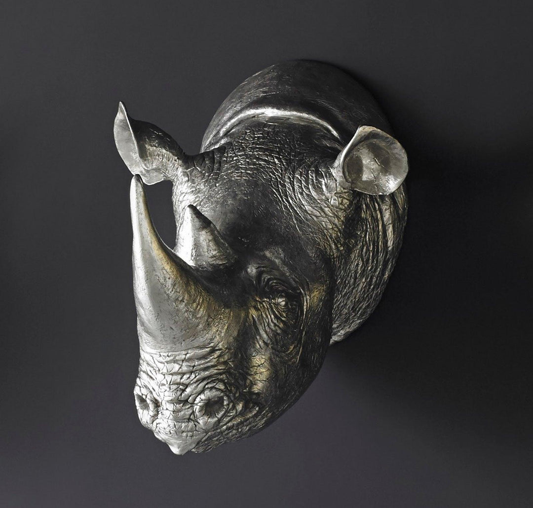 SwayLiving Rhino Wall Art, Resin, Silver Leaf WALL ACCENTS