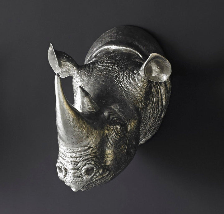 SwayLiving Rhino Wall Art, Resin, Silver Leaf WALL ACCENTS
