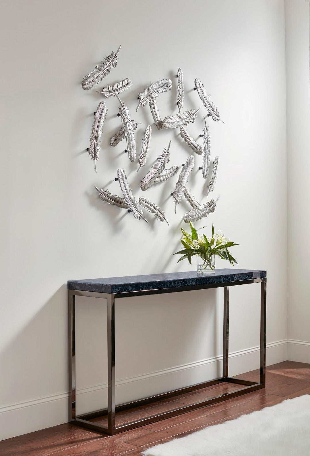 SwayLiving Feathers Wall Art, Small, Silver Leaf, Set of 2 WALL ACCENTS