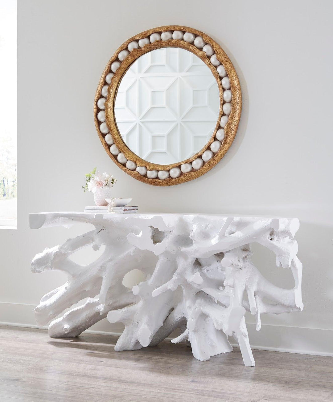 SwayLiving Cast Root Console Table, Gel Coat White CONSOLE TABLES
