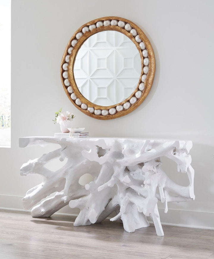 SwayLiving Cast Root Console Table, Gel Coat White CONSOLE TABLES