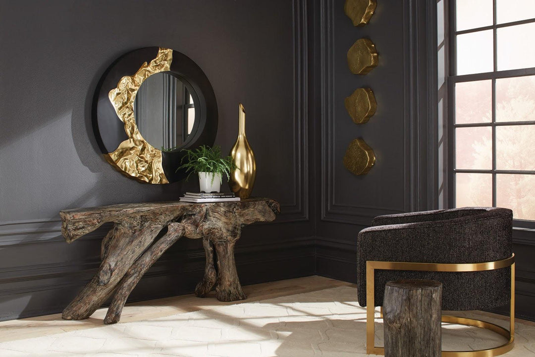 SwayLiving Mercury Mirror, Black, Gold Leaf WALL MIRRORS