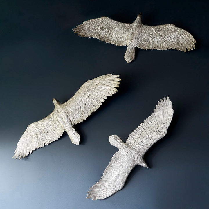 SwayLiving Soaring Eagle Wall Art, Resin, Silver Leaf, LG WALL ACCENTS