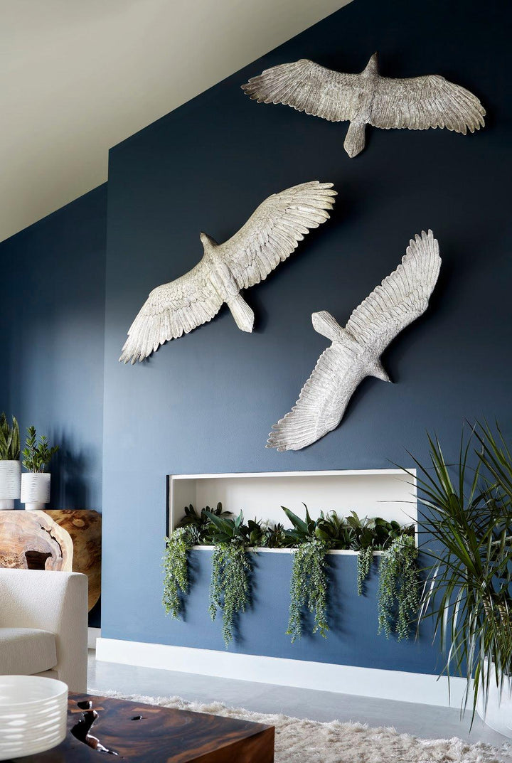 SwayLiving Soaring Eagle Wall Art, Resin, Silver Leaf, LG WALL ACCENTS