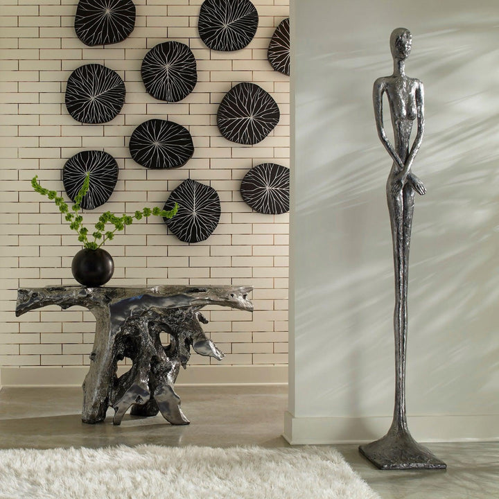 SwayLiving Lottie Sculpture, Resin, Liquid Silver DECORATIVE OBJECTS