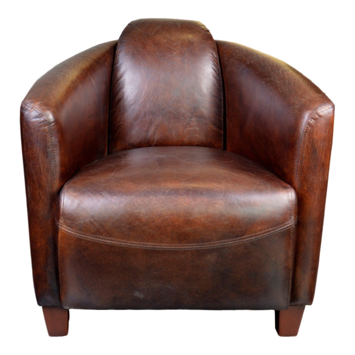 SwayLiving - Salzburg Club Chair Dark Brown Leather - PK-1000-20 | SwayLiving
