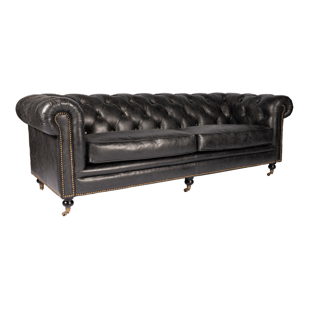 Birmingham Sofa Onyx Black Leather - SwayLiving