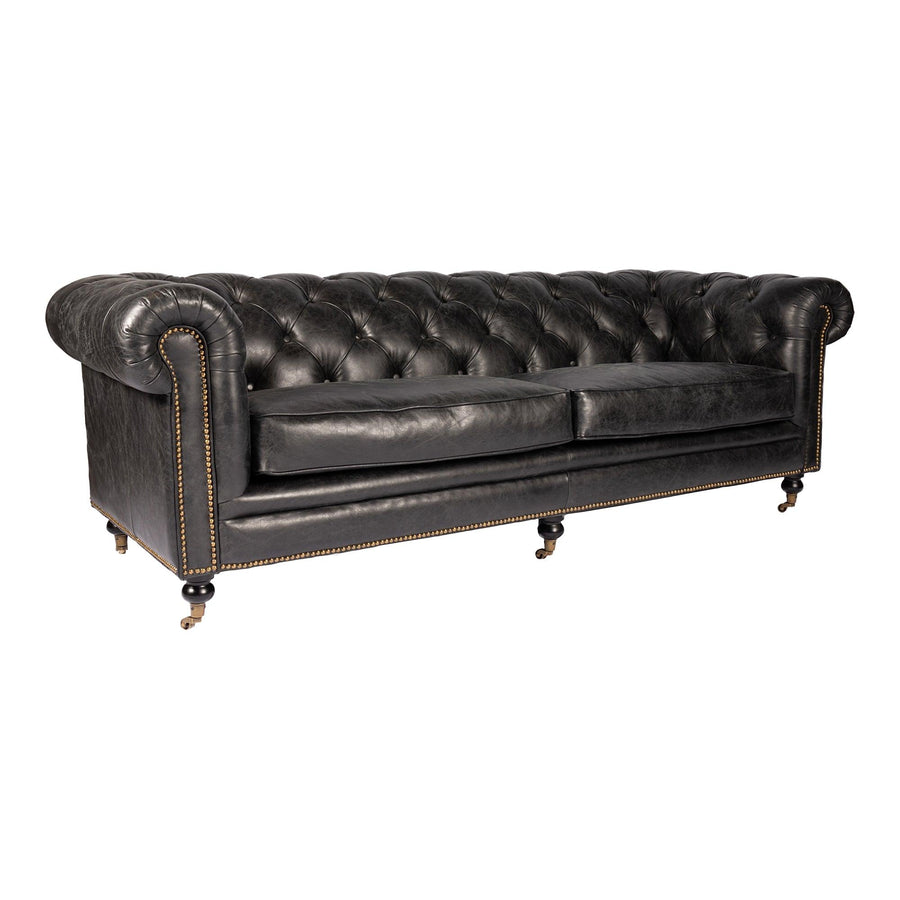 Birmingham Sofa Onyx Black Leather - SwayLiving