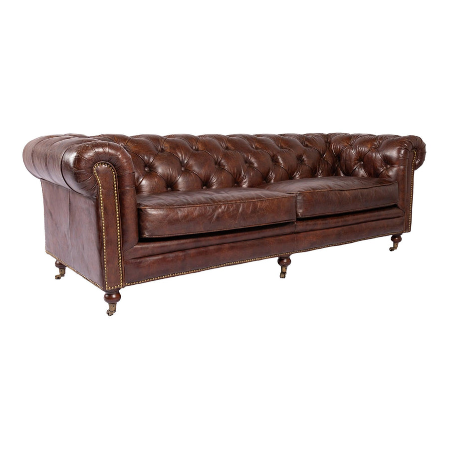 Birmingham Sofa Dark Brown Leather - SwayLiving