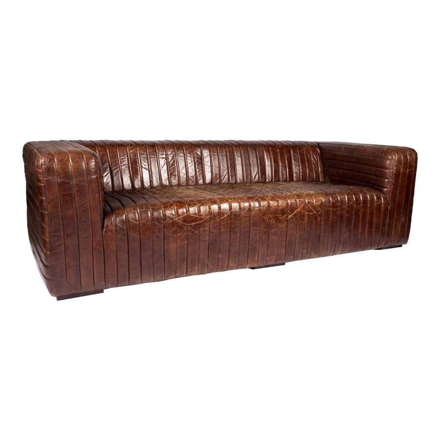 Castle Sofa Dark Brown Leather - SwayLiving