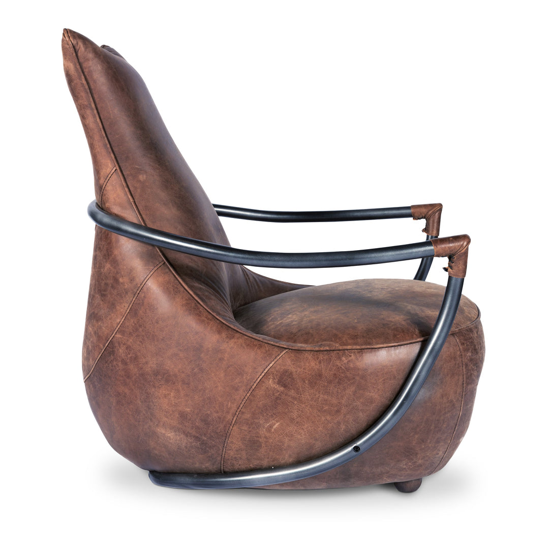 SwayLiving - Carlisle Club Chair Grazed Brown Leather - PK-1026-03 | SwayLiving