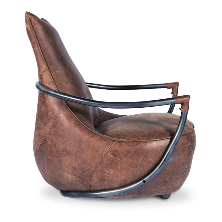 SwayLiving - Carlisle Club Chair Grazed Brown Leather - PK-1026-03 | SwayLiving