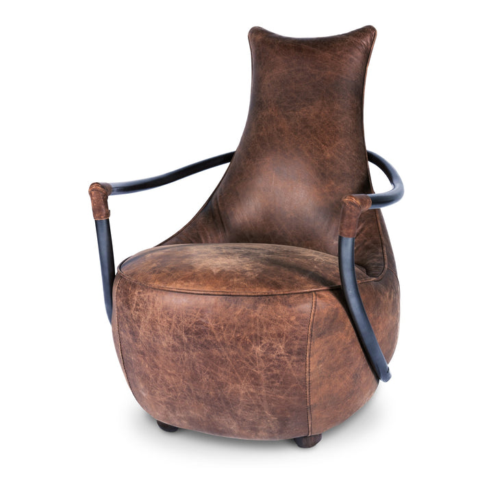 SwayLiving - Carlisle Club Chair Grazed Brown Leather - PK-1026-03 | SwayLiving