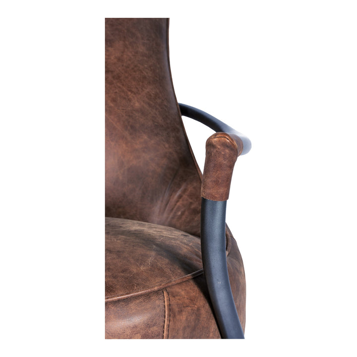 SwayLiving - Carlisle Club Chair Grazed Brown Leather - PK-1026-03 | SwayLiving