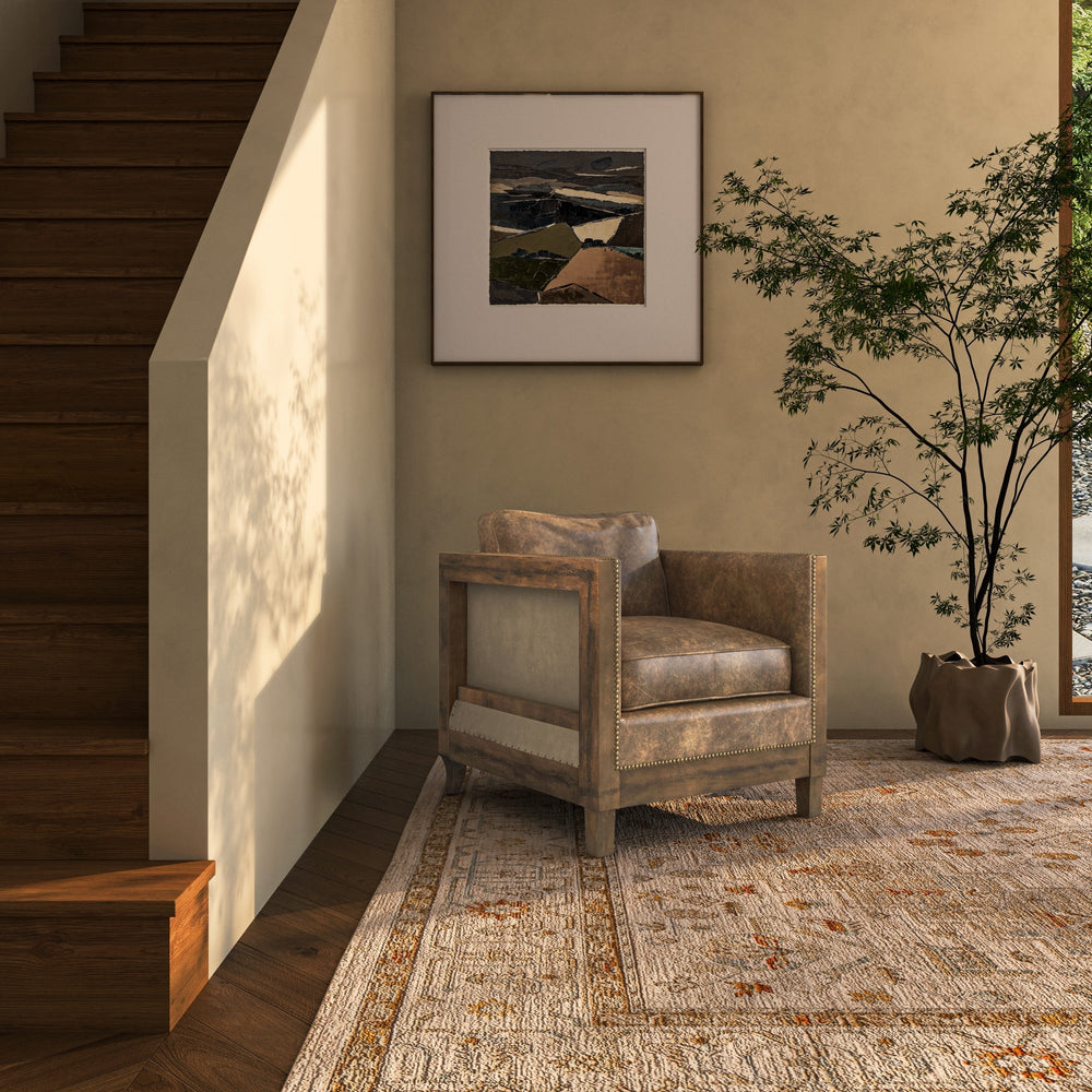 SwayLiving - Darlington Club Chair Grazed Brown Leather - PK-1030-03 | SwayLiving