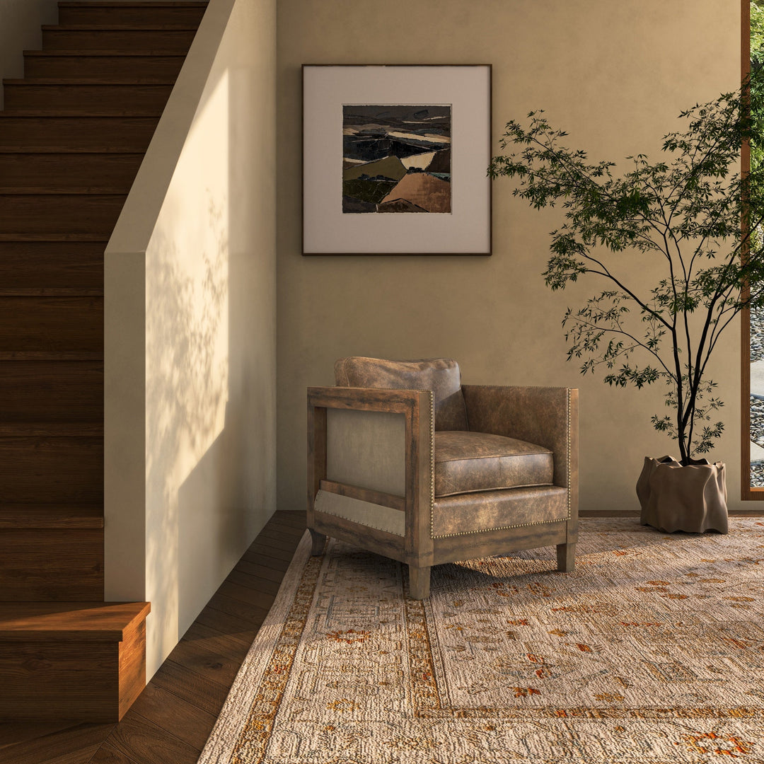 SwayLiving - Darlington Club Chair Grazed Brown Leather - PK-1030-03 | SwayLiving