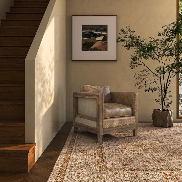 SwayLiving - Darlington Club Chair Grazed Brown Leather - PK-1030-03 | SwayLiving