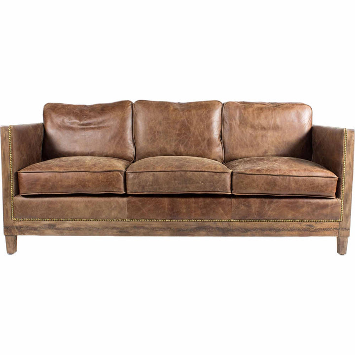 SwayLiving - Darlington Sofa Grazed Brown Leather - PK-1031-03 | SwayLiving