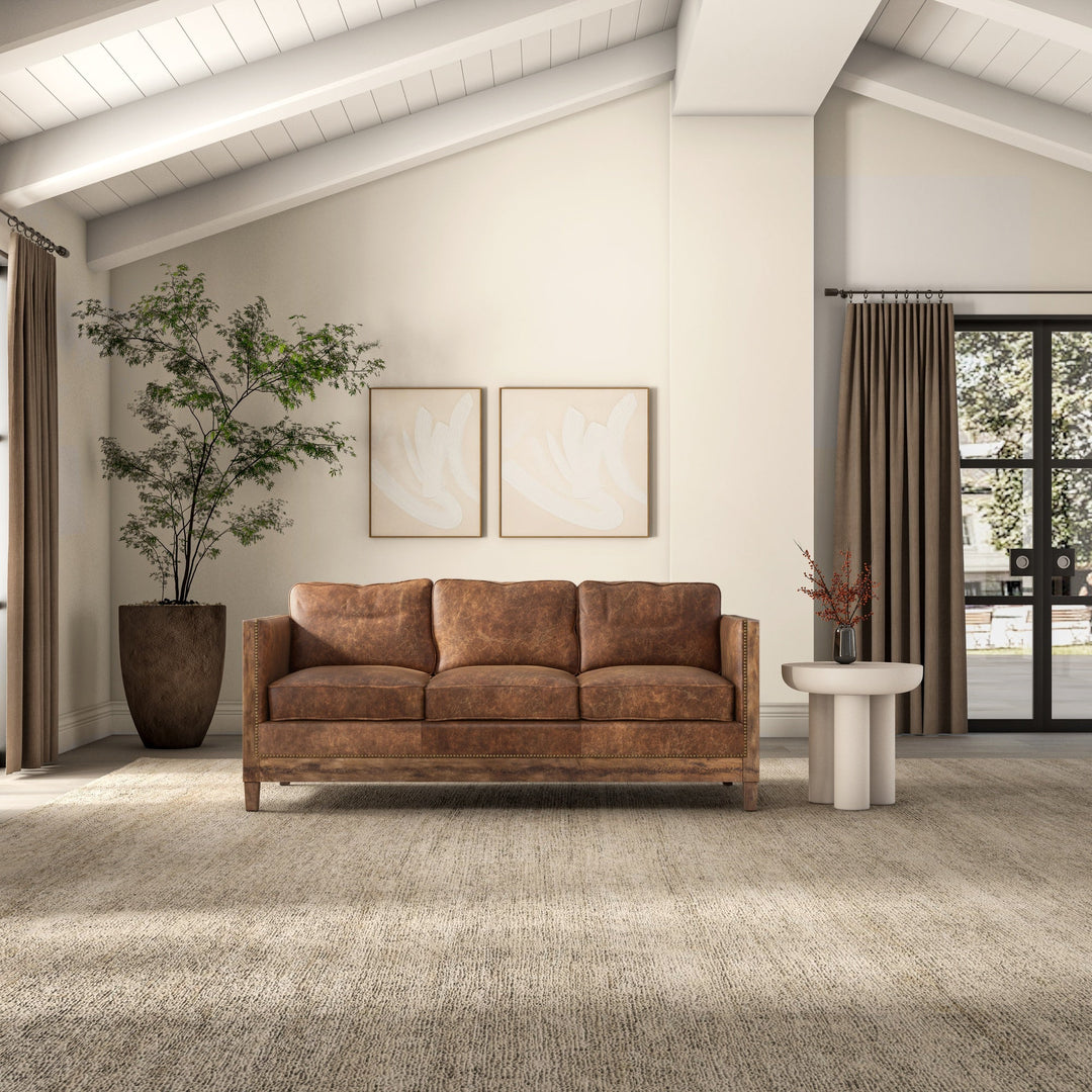 SwayLiving - Darlington Sofa Grazed Brown Leather - PK-1031-03 | SwayLiving