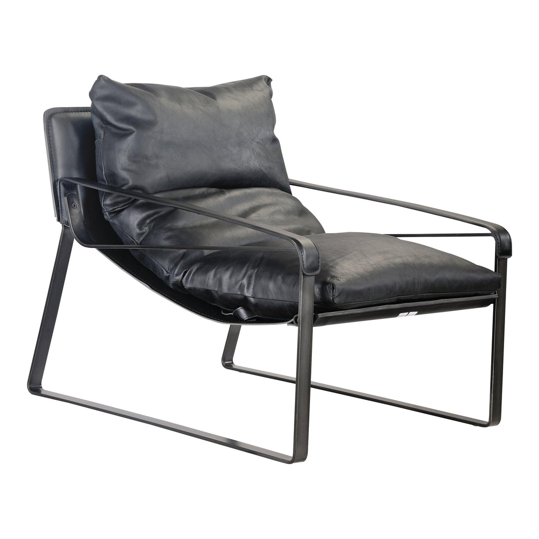 Connor Club Chair Onyx Black Leather - SwayLiving