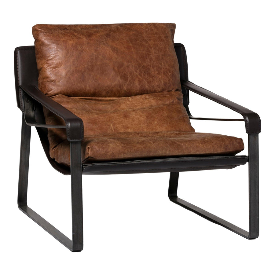 Connor Club Chair Open Road Brown Leather - SwayLiving
