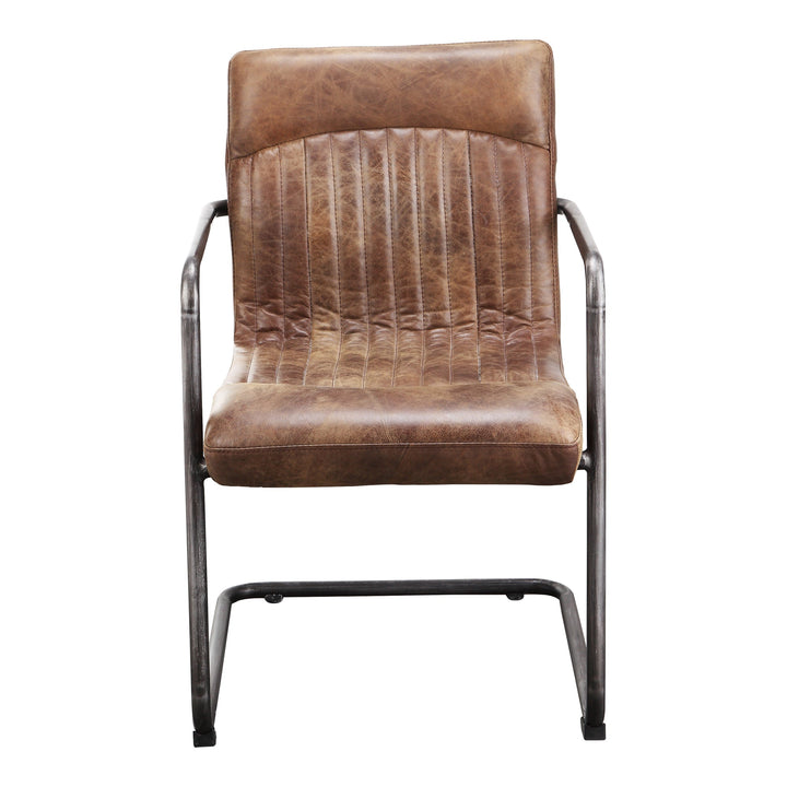 SwayLiving - Ansel Arm Chair Grazed Brown Leather - Set of 2 - PK-1052-03 | SwayLiving