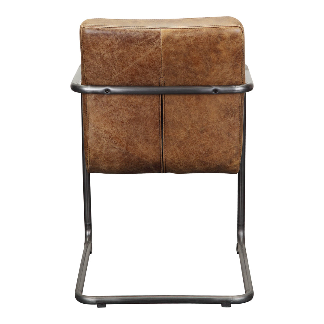 SwayLiving - Ansel Arm Chair Grazed Brown Leather - Set of 2 - PK-1052-03 | SwayLiving
