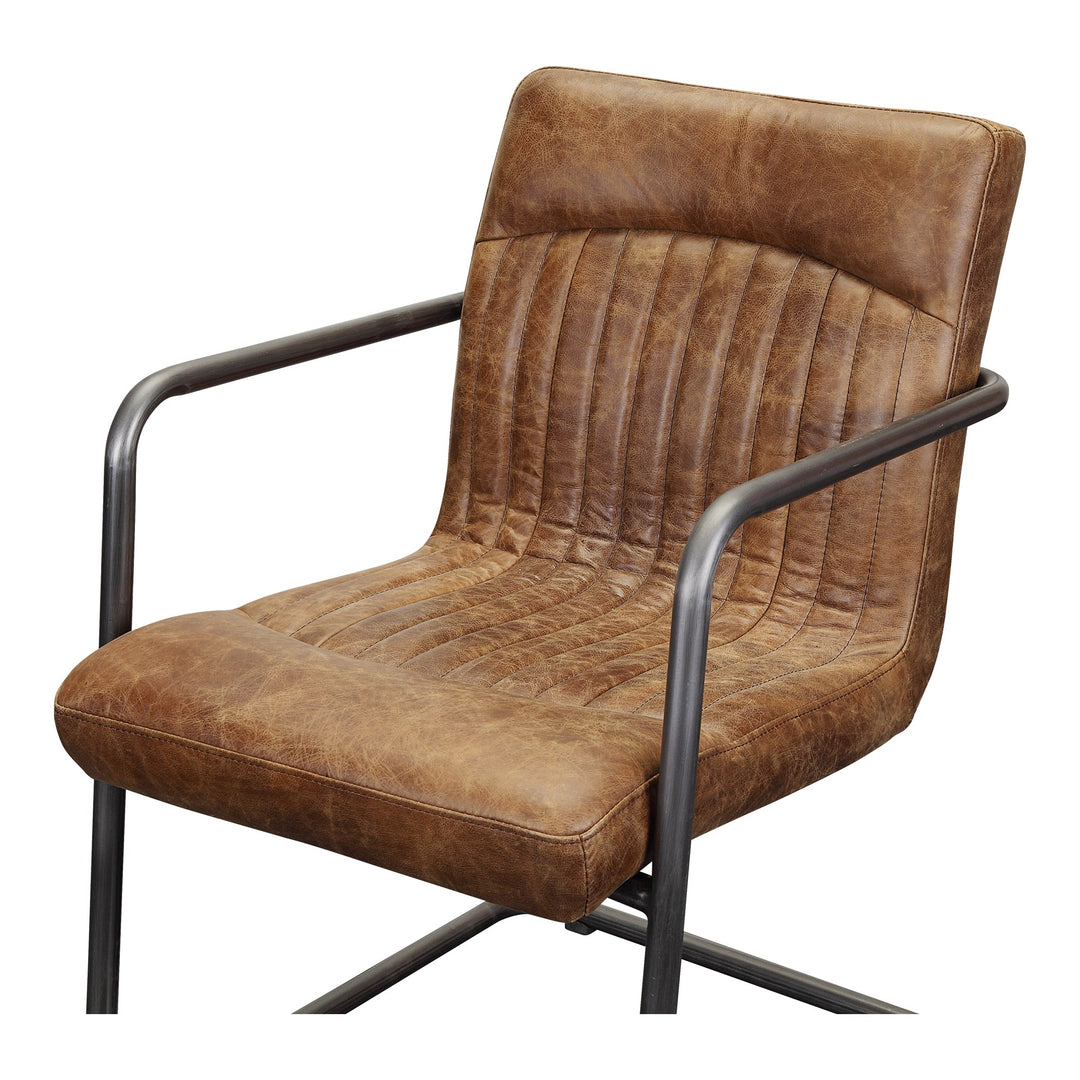 SwayLiving - Ansel Arm Chair Grazed Brown Leather - Set of 2 - PK-1052-03 | SwayLiving