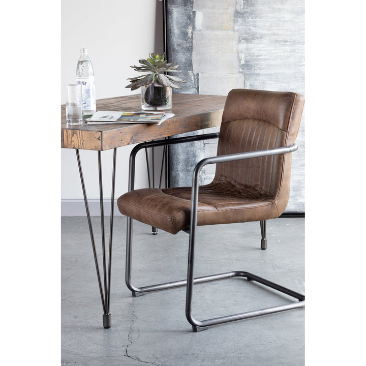 SwayLiving - Ansel Arm Chair Grazed Brown Leather - Set of 2 - PK-1052-03 | SwayLiving