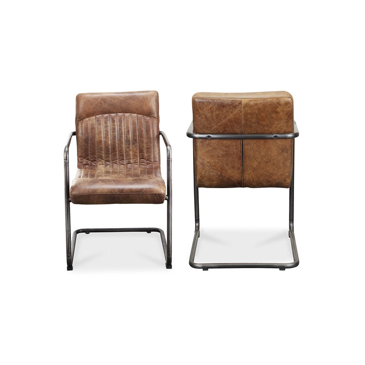 SwayLiving - Ansel Arm Chair Grazed Brown Leather - Set of 2 - PK-1052-03 | SwayLiving