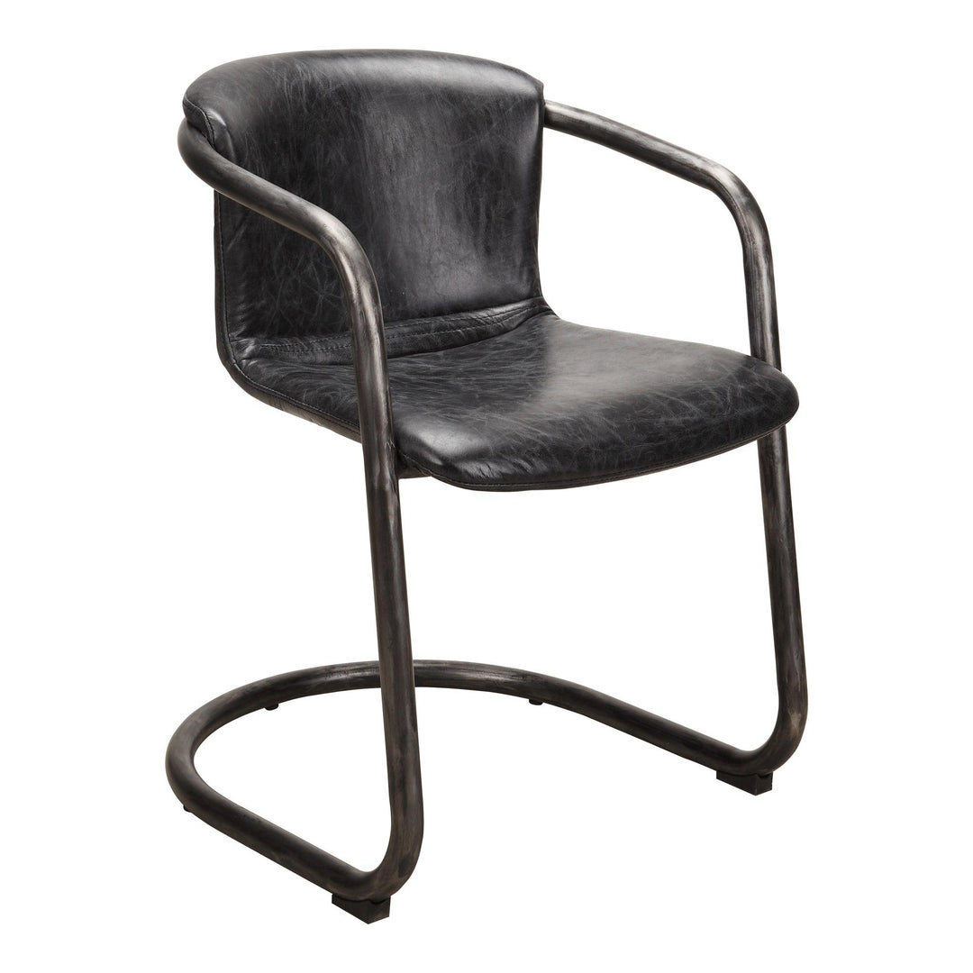Freeman Dining Chair Onyx Black Leather - Set Of Two - SwayLiving