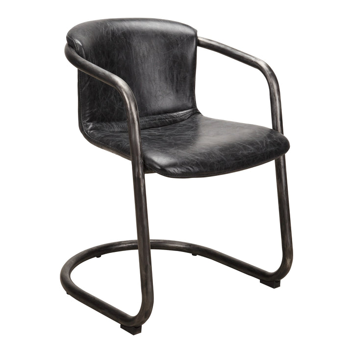 SwayLiving - Freeman Dining Chair Onyx Black Leather  - Set of 2 - PK-1059-02 | SwayLiving