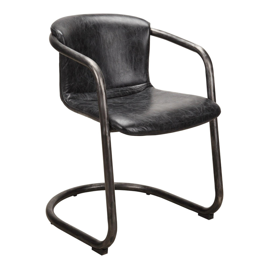 Freeman Dining Chair Onyx Black Leather - Set Of Two - SwayLiving