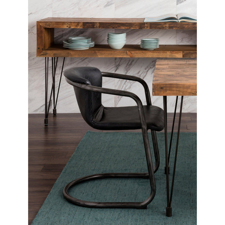 SwayLiving - Freeman Dining Chair Onyx Black Leather  - Set of 2 - PK-1059-02 | SwayLiving