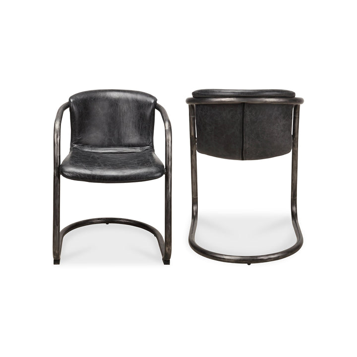 SwayLiving - Freeman Dining Chair Onyx Black Leather  - Set of 2 - PK-1059-02 | SwayLiving