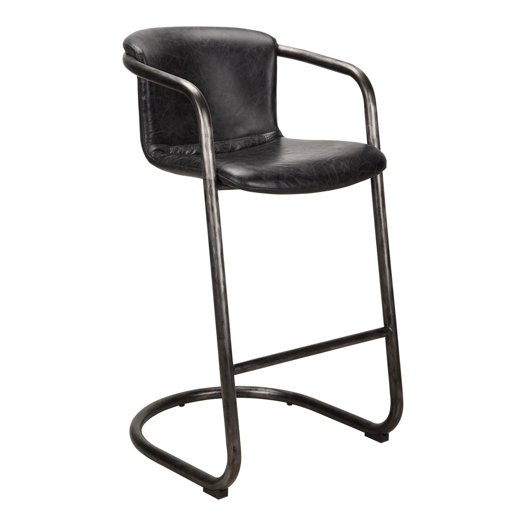 Freeman Barstool Onyx Black Leather - Set Of Two - SwayLiving