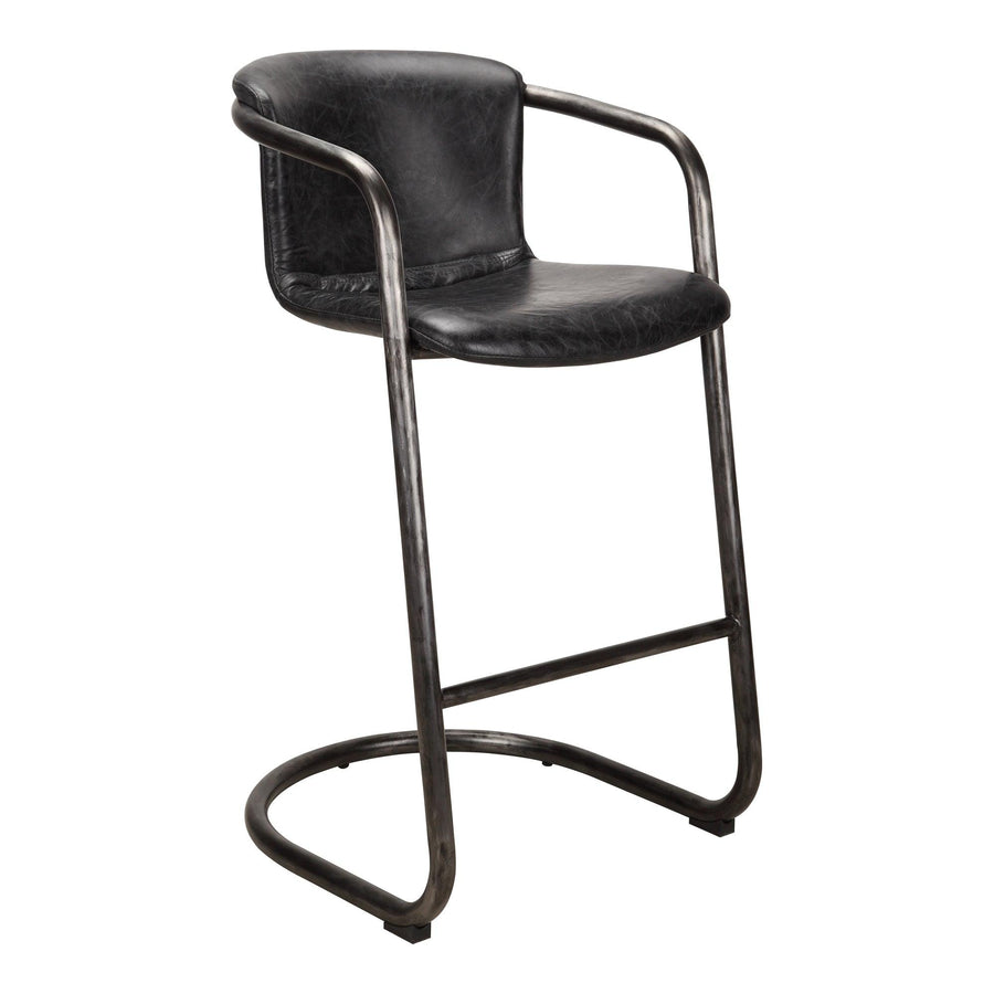 Freeman Barstool Onyx Black Leather - Set Of Two - SwayLiving